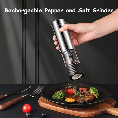TrueGrind Electric Spice Grinder Set — 2 Rechargeable Salt & Pepper Mills